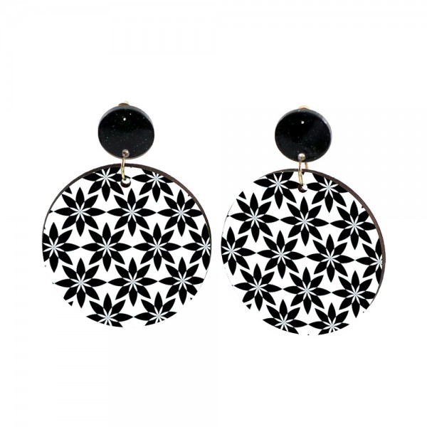 Wood Earrings Round style CR01A1101W