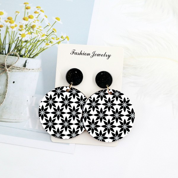 Wood Earrings Round style CR01A1101W