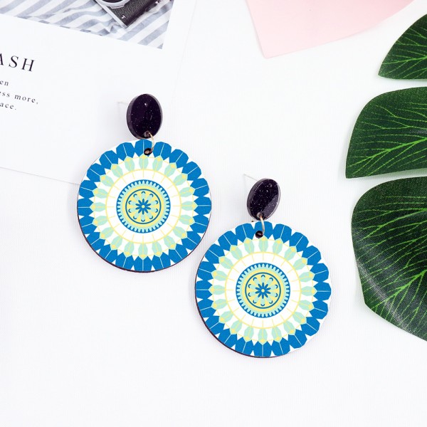 Wood Earrings Round style CR01A1113W