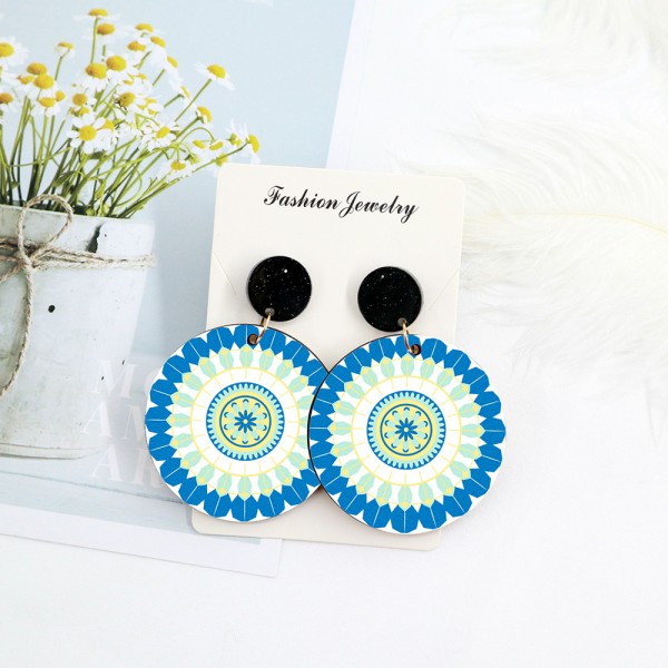 Wood Earrings Round style CR01A1113W