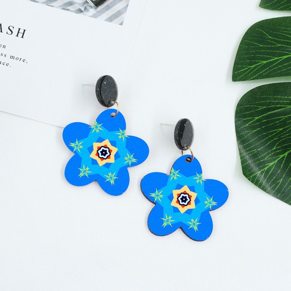 Wood Earrings Flower style FL01A1101W