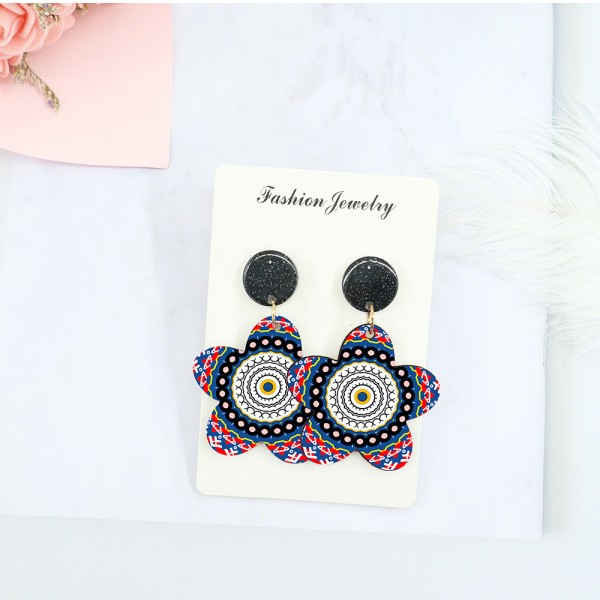 Wood Earrings Flower style FL01A1113W