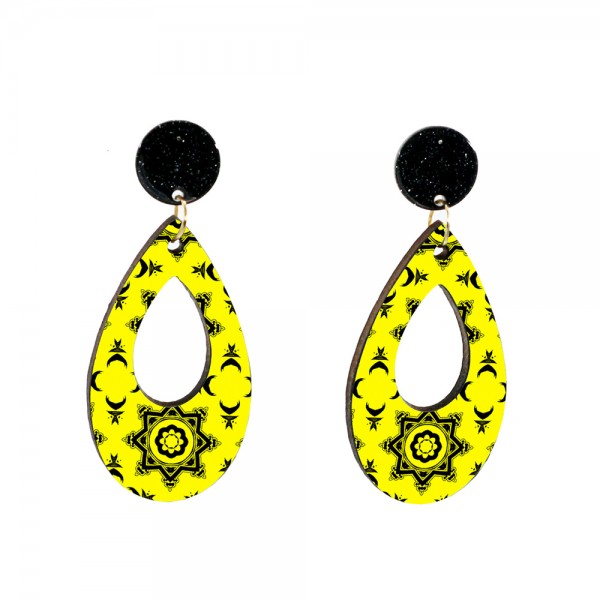 Wood Earrings Water Droplets style OV02A1101W