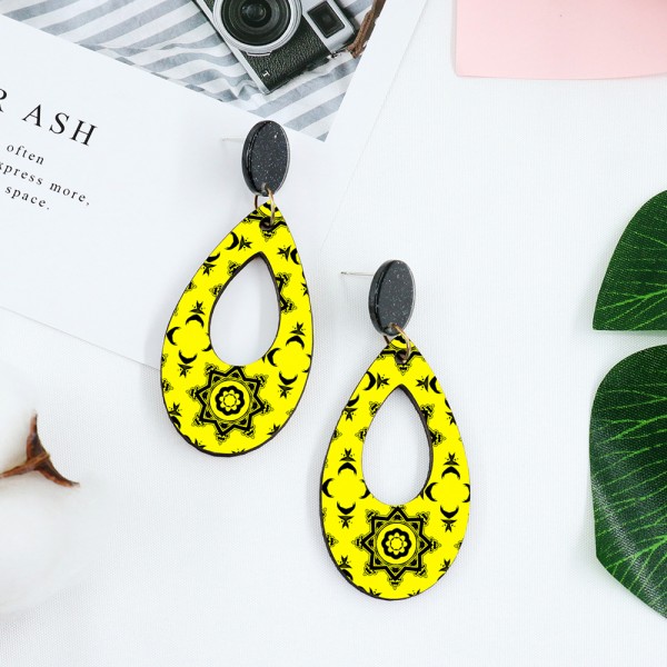 Wood Earrings Water Droplets style OV02A1101W