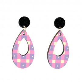 Wood Earrings Water Droplets style OV02A1113W