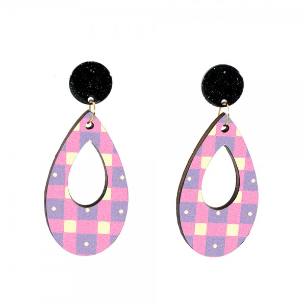 Wood Earrings Water Droplets style OV02A1113W