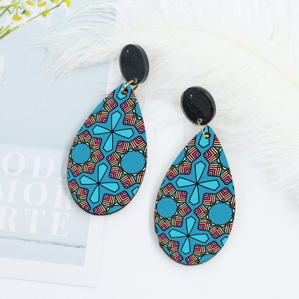 Wood Earrings Water Droplets style OV01A1113W