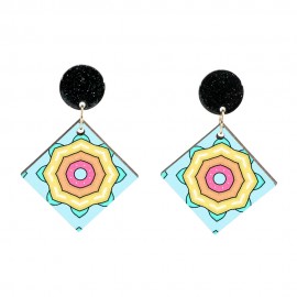 Wood Earrings Diamond style DA04A1101W