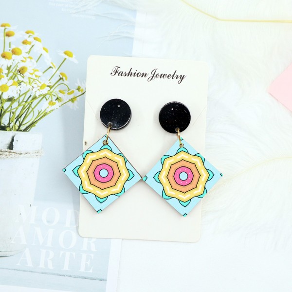 Wood Earrings Diamond style DA04A1101W