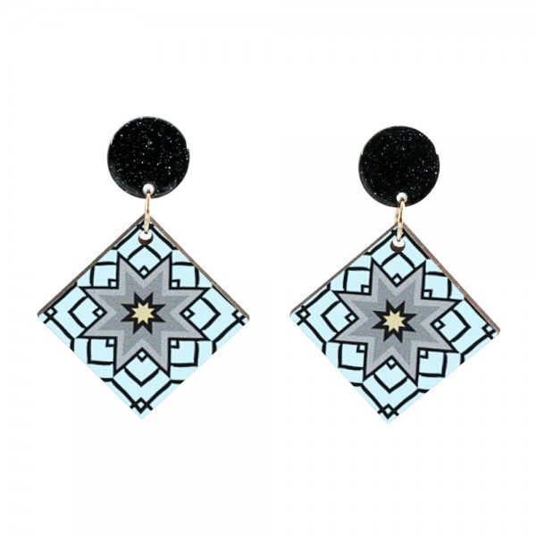 Wood Earrings Diamond style DA04A113W