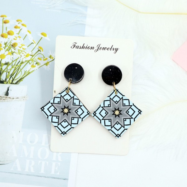 Wood Earrings Diamond style DA04A113W