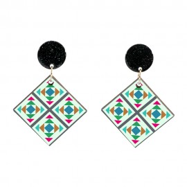 Wood Earrings Diamond style DA04A125W