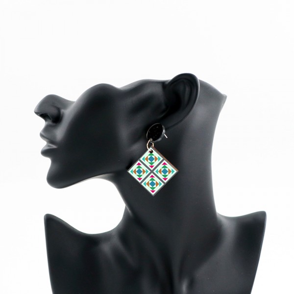 Wood Earrings Diamond style DA04A125W