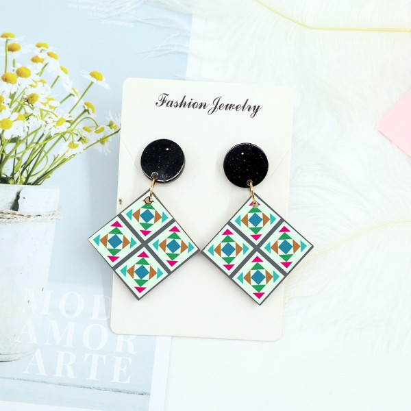 Wood Earrings Diamond style DA04A125W