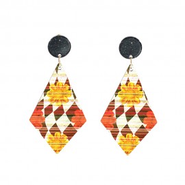 Wood Earrings Diamond style DA02A1101W