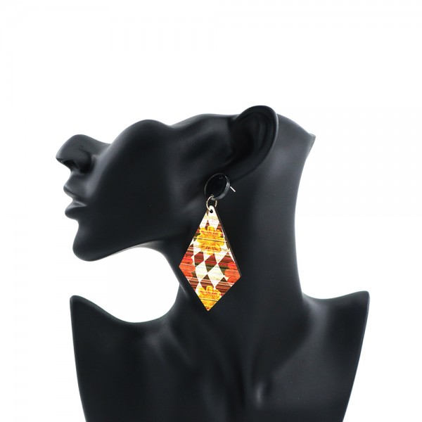 Wood Earrings Diamond style DA02A1101W