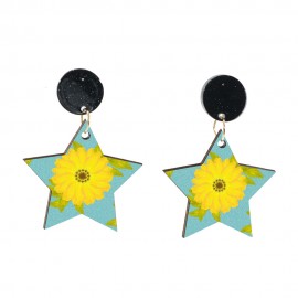 Wood Earrings Star style ST01A1101W