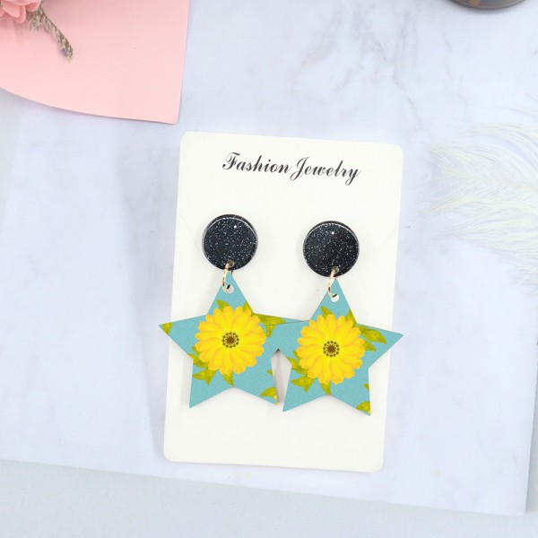 Wood Earrings Star style ST01A1101W