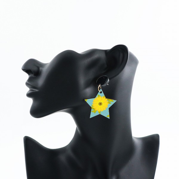 Wood Earrings Star style ST01A1101W