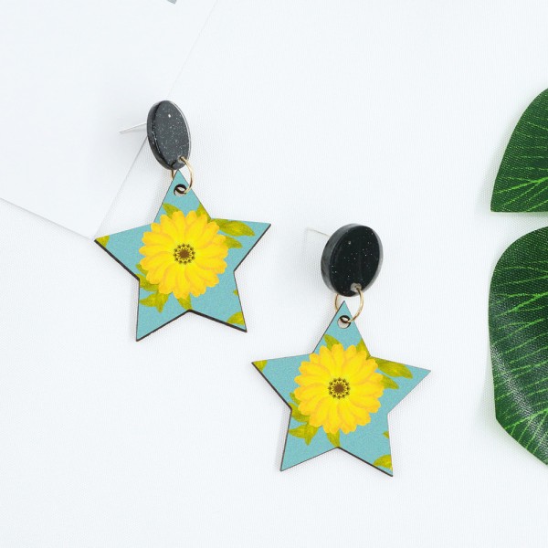 Wood Earrings Star style ST01A1101W