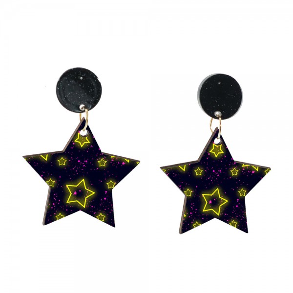 Wood Earrings Star style ST01A1113W 