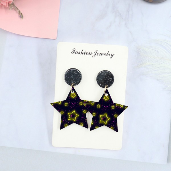 Wood Earrings Star style ST01A1113W 