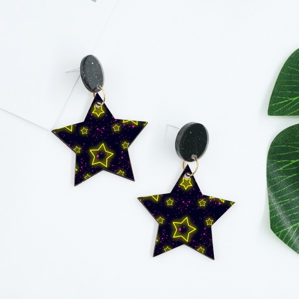 Wood Earrings Star style ST01A1113W 