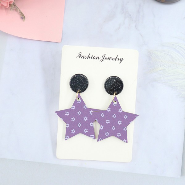 Wood Earrings Star style ST01A1125W