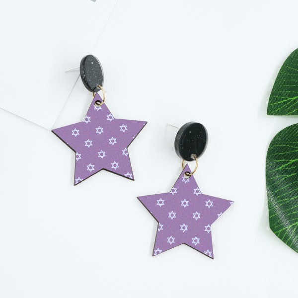 Wood Earrings Star style ST01A1125W