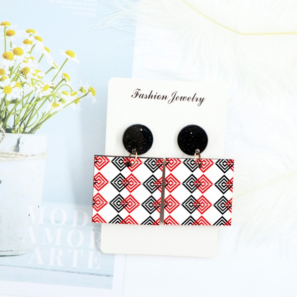 Wood Earrings Square style SQ01A1101W