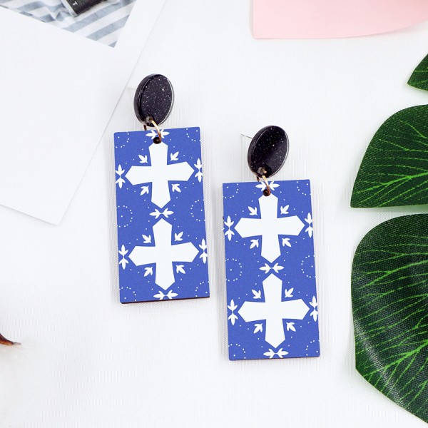 Wood Earrings Rectangle style RT02A1113W