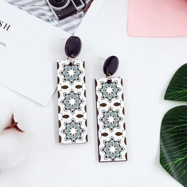 Wood Earrings Rectangle style RT01A1125W