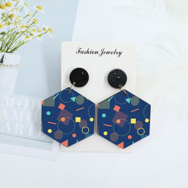 Wood Earrings Hexagon style HX01A1101W