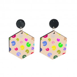 Wood Earrings Hexagon style HX01A1113W