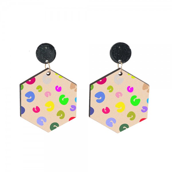 Wood Earrings Hexagon style HX01A1113W