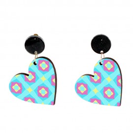 Wood Earrings Heart style HR02A1101W