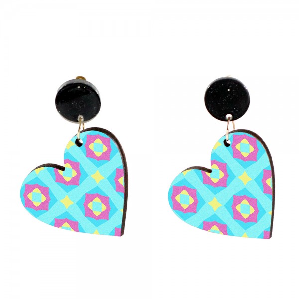 Wood Earrings Heart style HR02A1101W