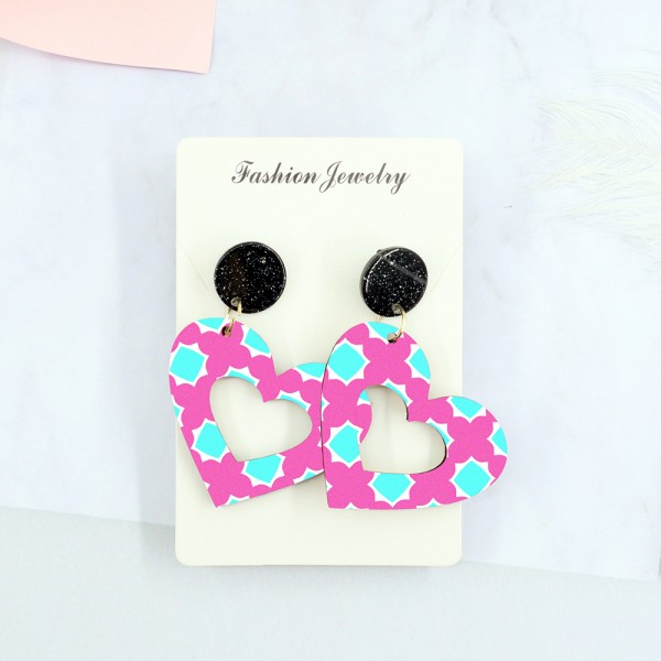 Wood Earrings Heart style HR01A1101W