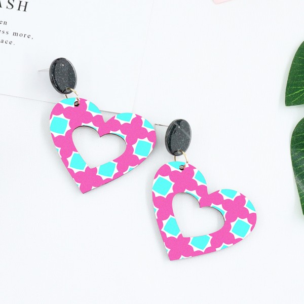 Wood Earrings Heart style HR01A1101W