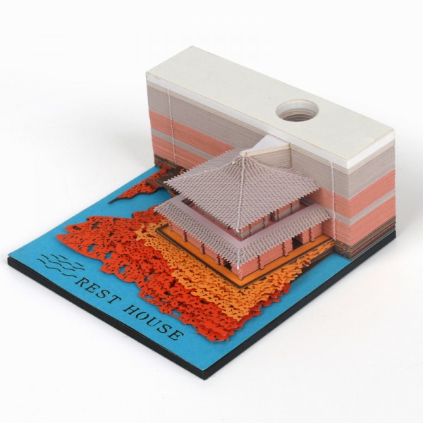 3D Memo Pad Small bridge and flowing water