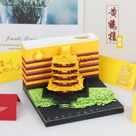 3D Memo Pad Yellow Crane Tower