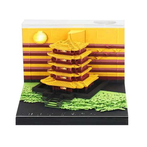 3D Memo Pad Yellow Crane Tower