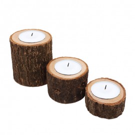 Natural Wood Candlestick Holders