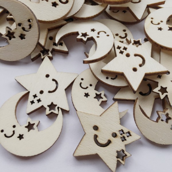 Wooden Cutouts Ornaments for DIY Craft Making