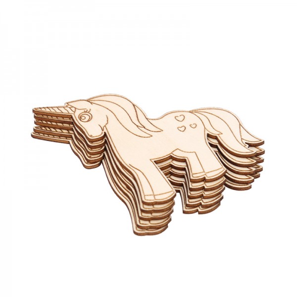 ZWDY019 Wooden Unicorn DIY Ornament