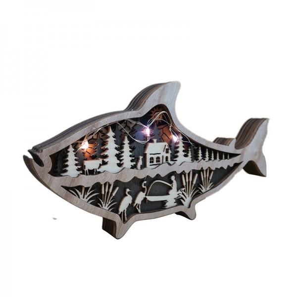 ZWAC01 Wooden Animal fish Statue