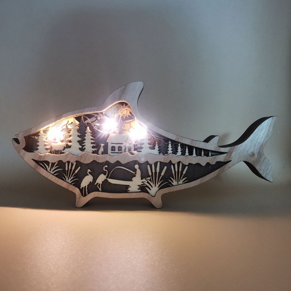 ZWAC01 Wooden Animal fish Statue