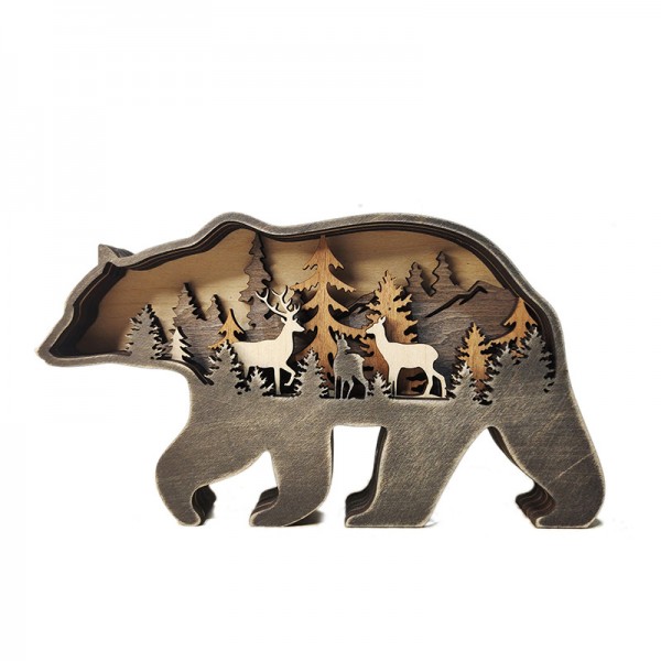 ZWAC03 Wooden Animal Bear Statue