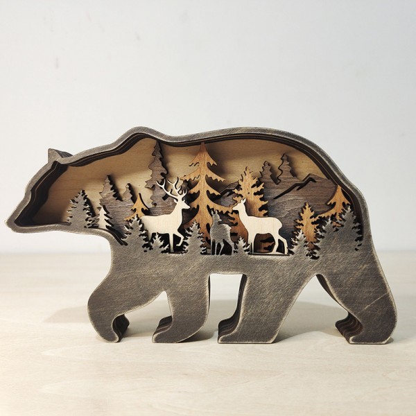 ZWAC03 Wooden Animal Bear Statue