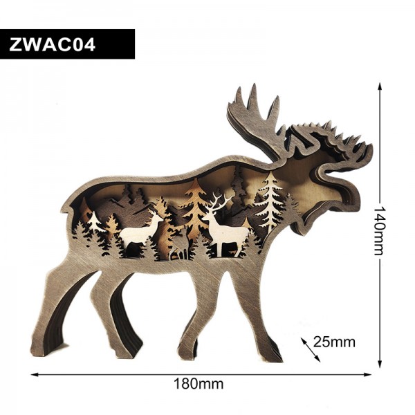 ZWAC04 Wooden Animal reindeer Statue